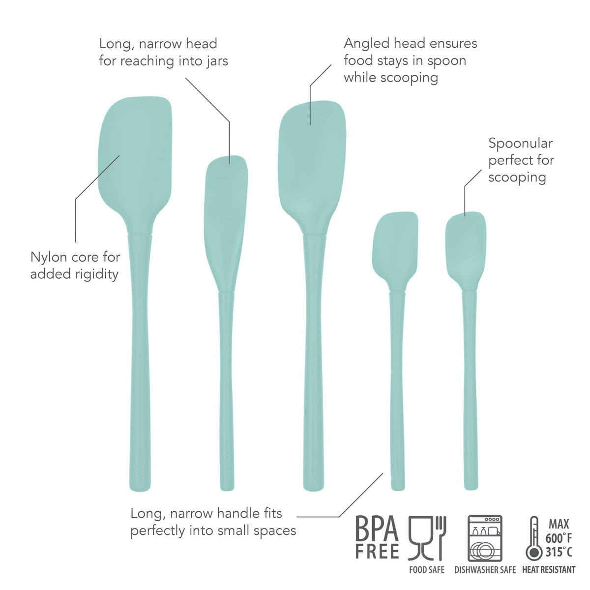 Flex-Core® All-Silicone Spatulas - Set of 5