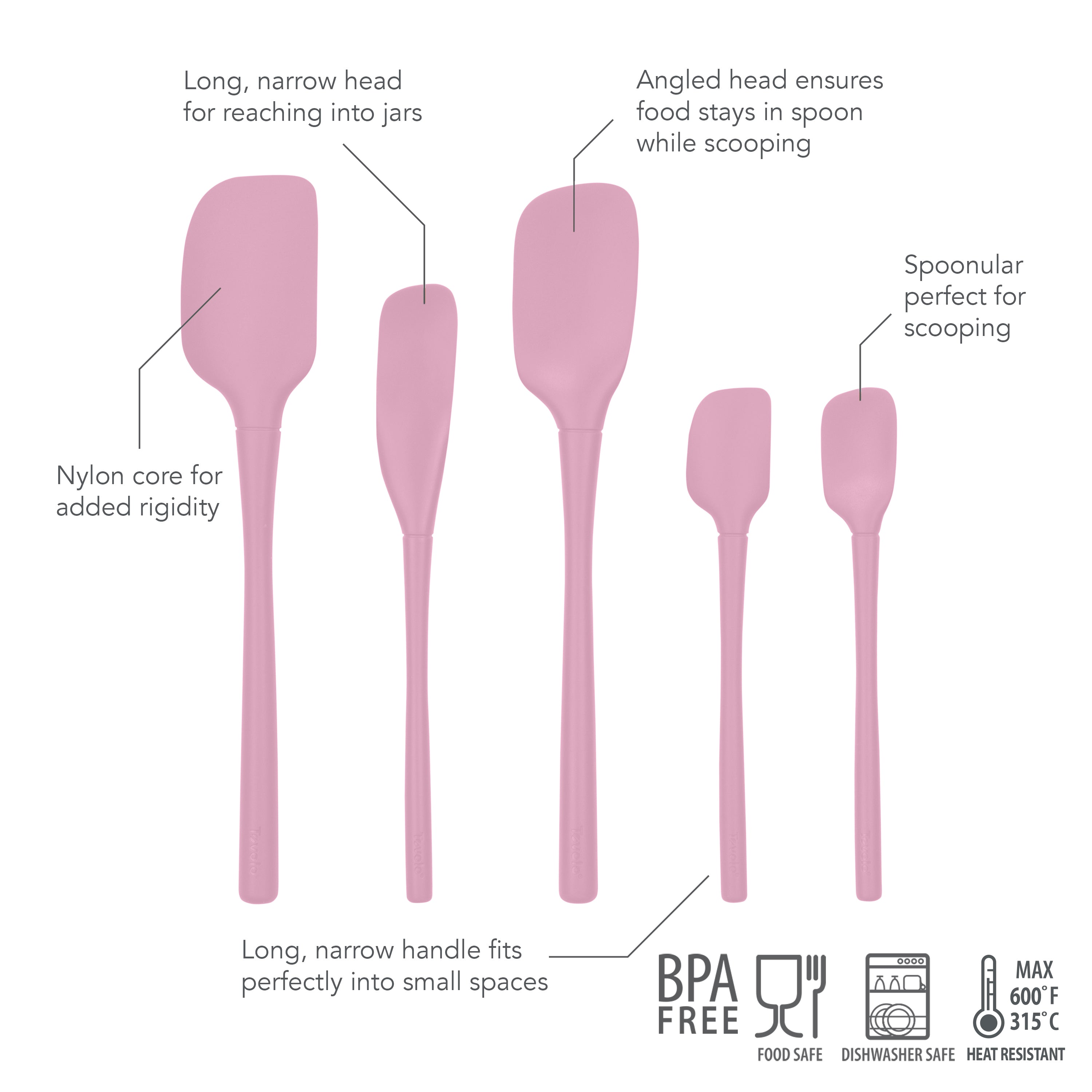 Flex-Core® All-Silicone Spatulas - Set of 5