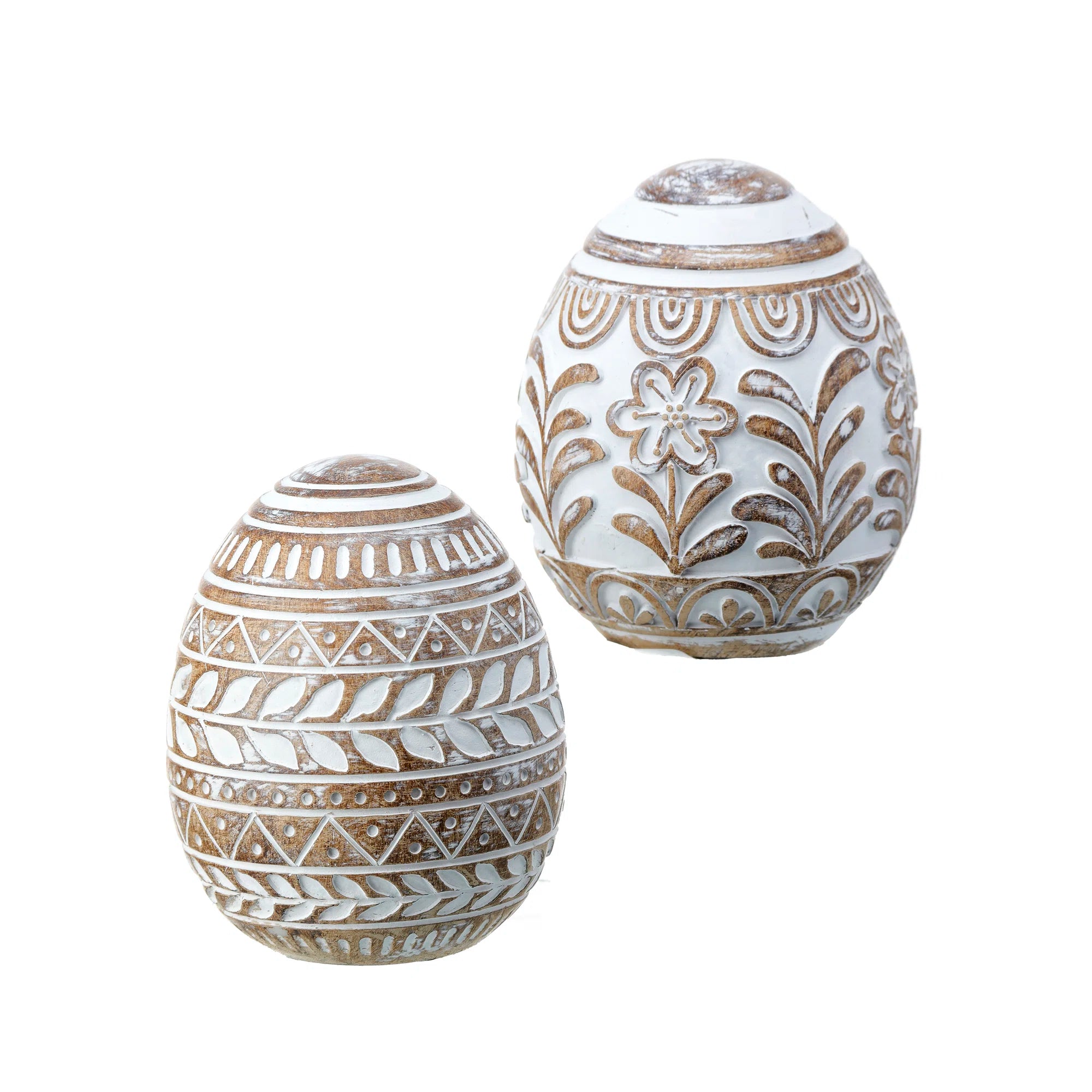 2-Piece Carved Decorative Egg Set