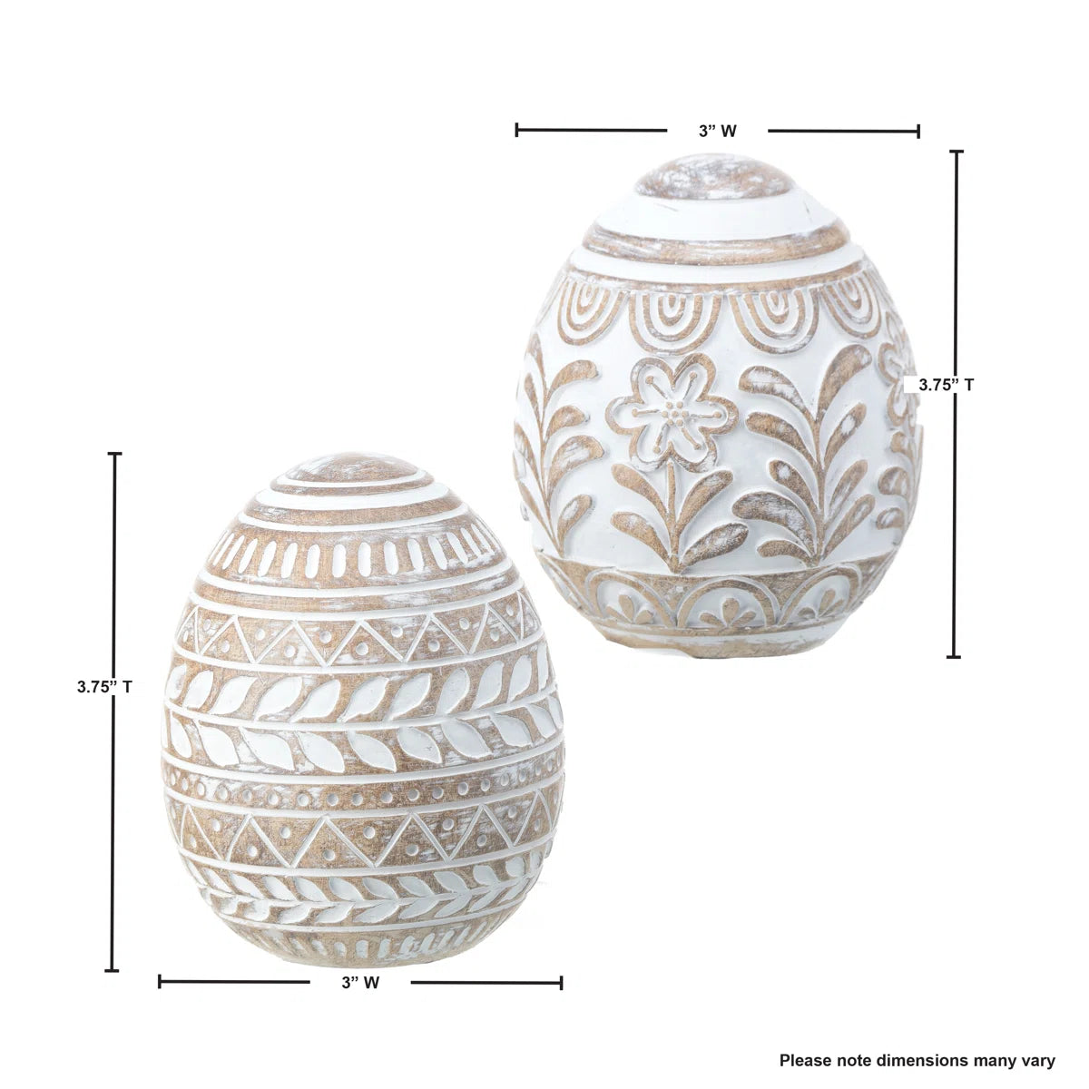 2-Piece Carved Decorative Egg Set