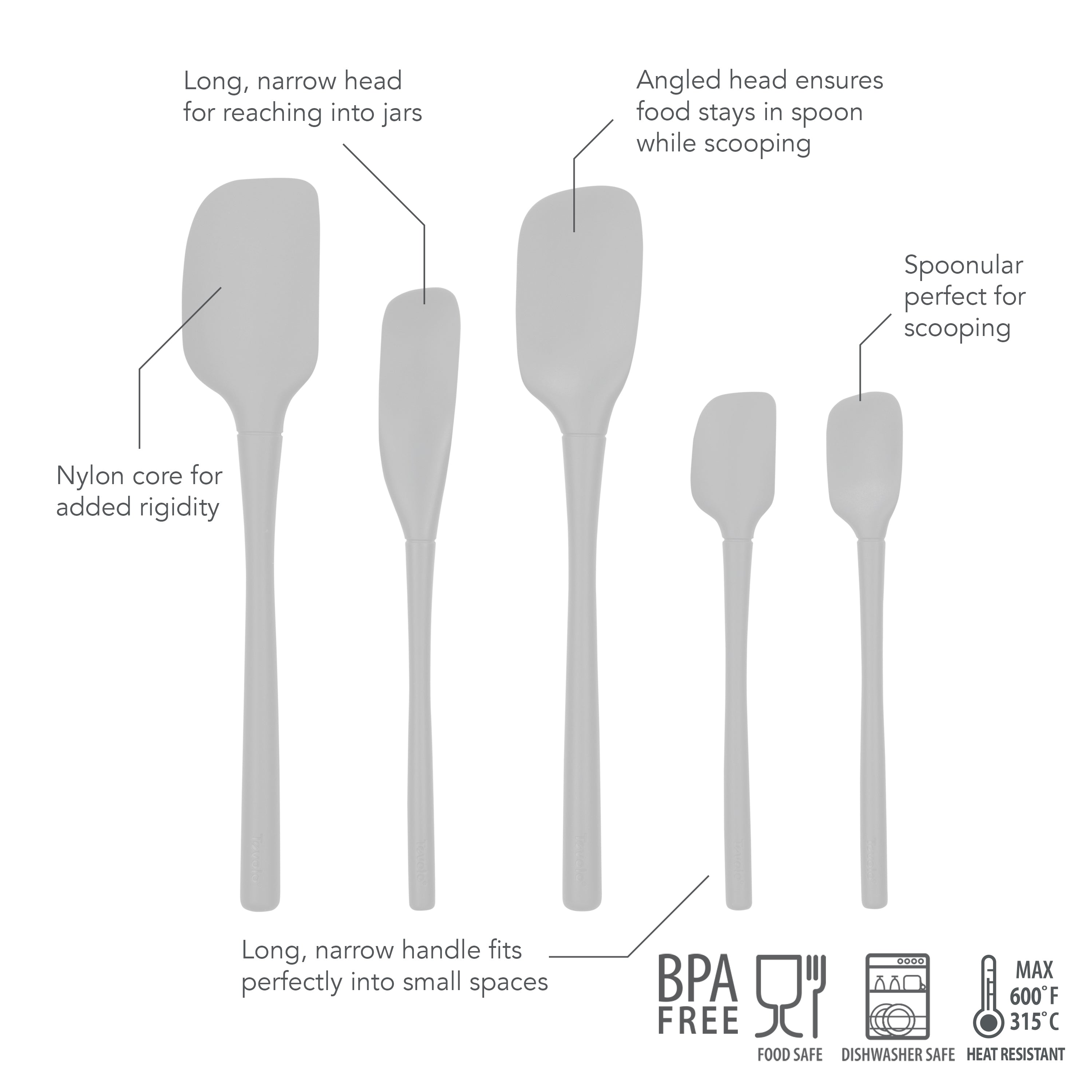 Flex-Core® All-Silicone Spatulas - Set of 5