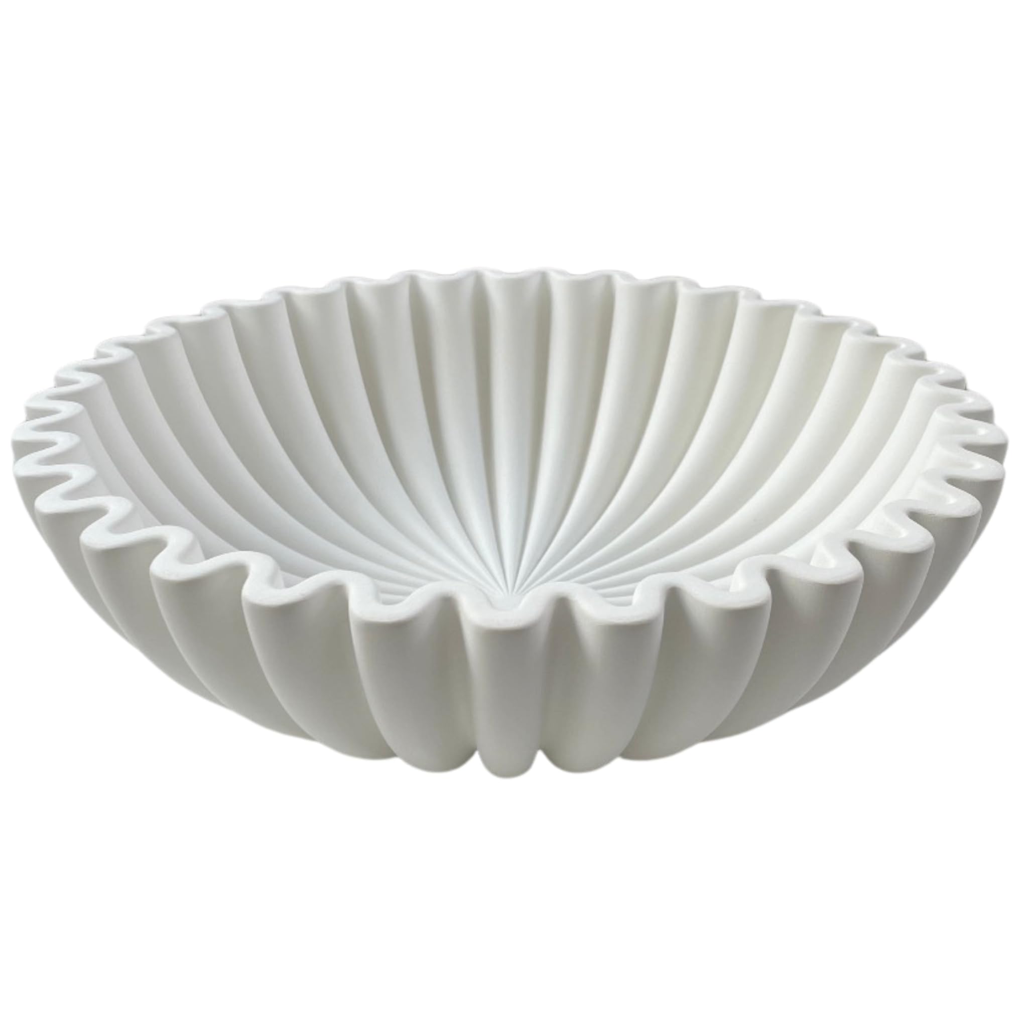 Concrete Fluted Decorative Bowl - White