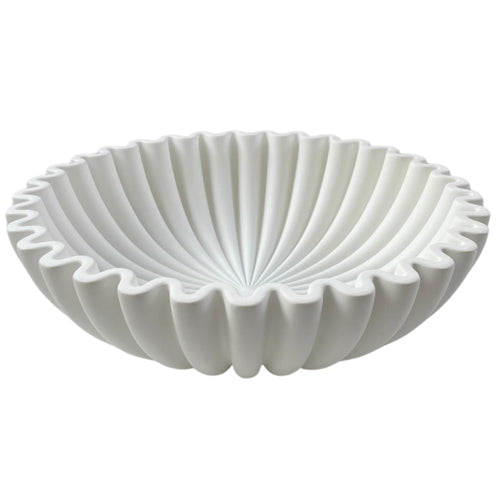 Concrete Fluted Decorative Bowl - White