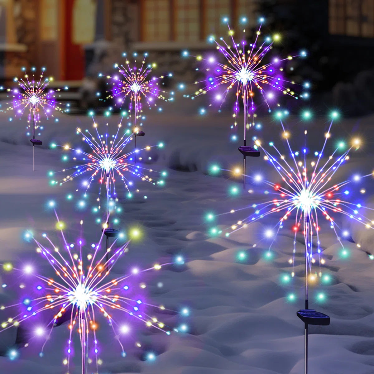 Solar Firework Garden Lights with 120LED, 8 Lighting Modes, Waterproof Outdoor Decor (Set of 6)