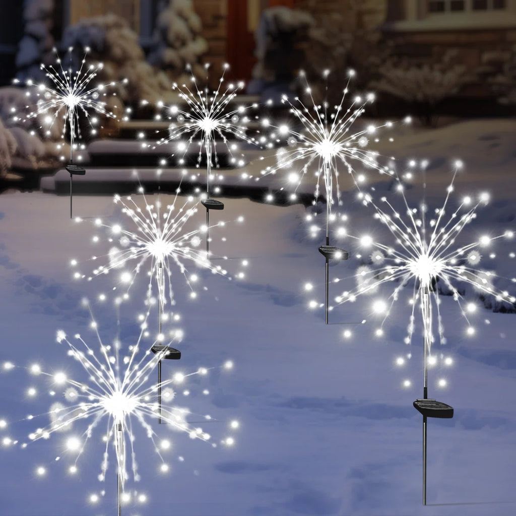 Solar Firework Garden Lights with 120LED, 8 Lighting Modes, Waterproof Outdoor Decor (Set of 6)
