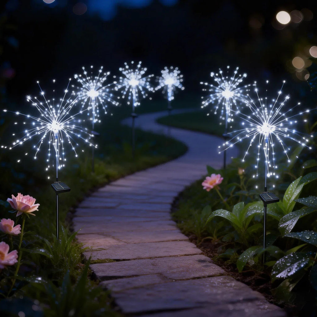 Solar Firework Garden Lights with 120LED, 8 Lighting Modes, Waterproof Outdoor Decor (Set of 6)