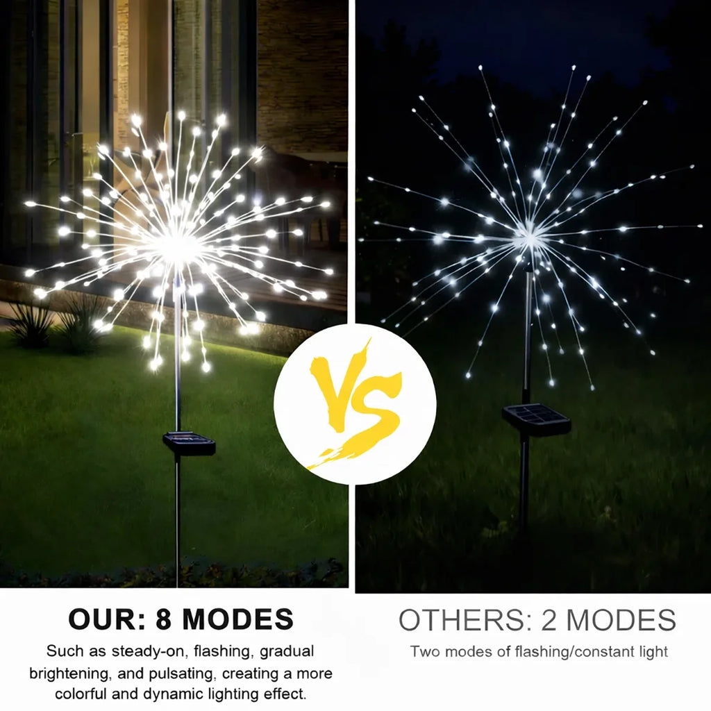 Solar Firework Garden Lights with 120LED, 8 Lighting Modes, Waterproof Outdoor Decor (Set of 6)