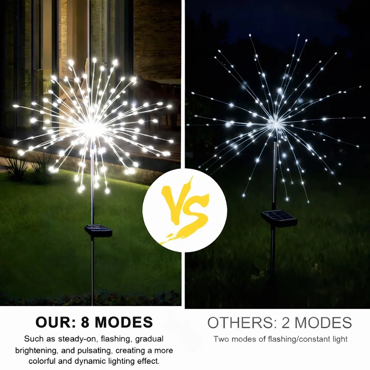 Solar Firework Garden Lights with 120LED, 8 Lighting Modes, Waterproof Outdoor Decor (Set of 6)