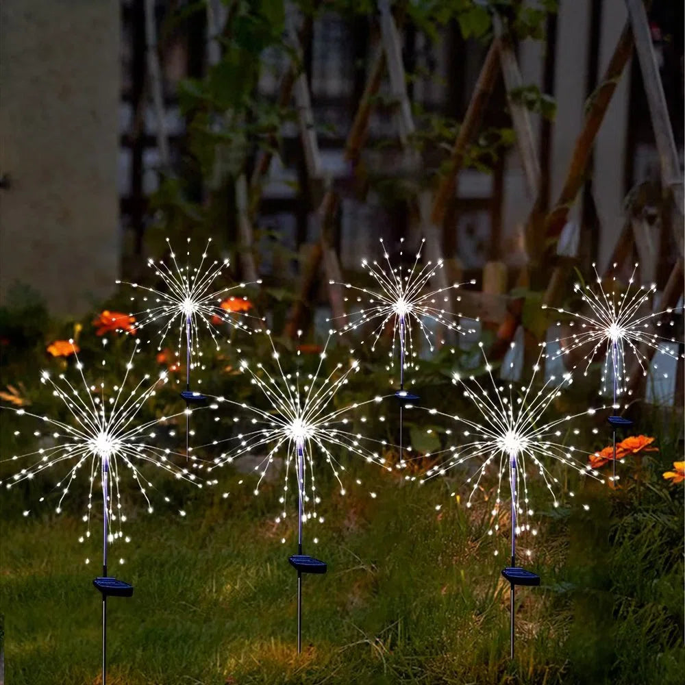 Solar Firework Garden Lights with 120LED, 8 Lighting Modes, Waterproof Outdoor Decor (Set of 6)