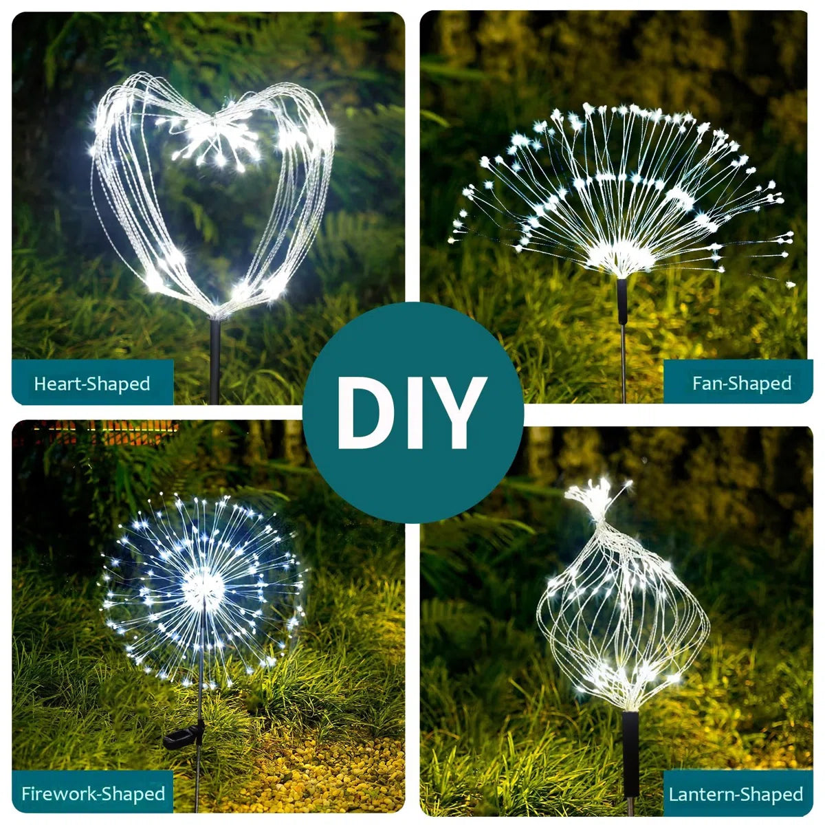 Solar Firework Garden Lights with 120LED, 8 Lighting Modes, Waterproof Outdoor Decor (Set of 6)