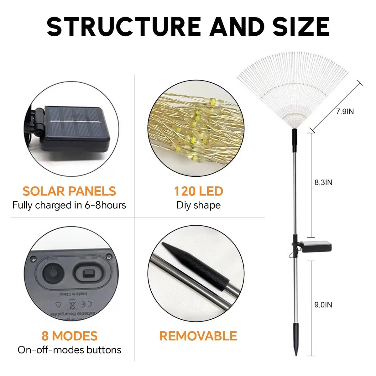 Solar Firework Garden Lights with 120LED, 8 Lighting Modes, Waterproof Outdoor Decor (Set of 6)