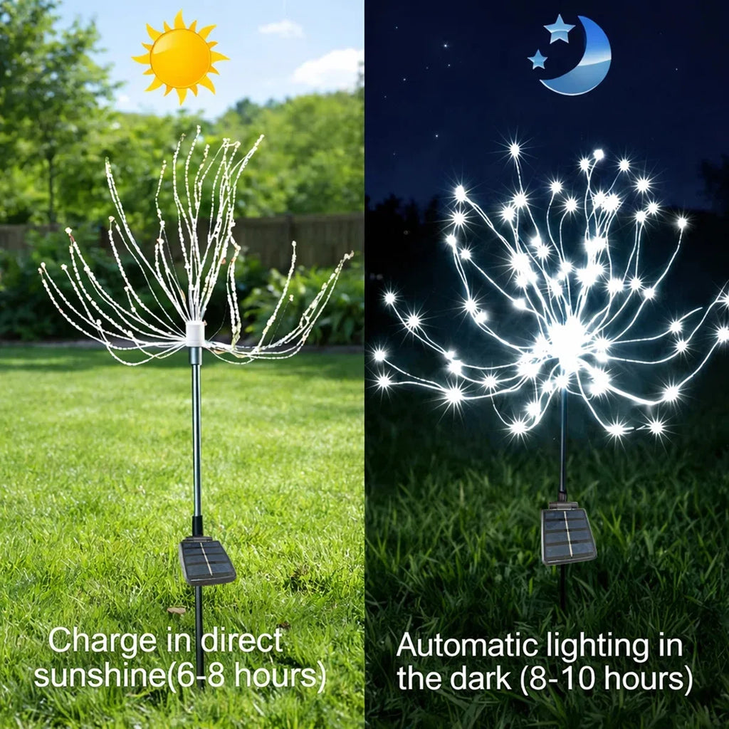 Solar Firework Garden Lights with 120LED, 8 Lighting Modes, Waterproof Outdoor Decor (Set of 6)