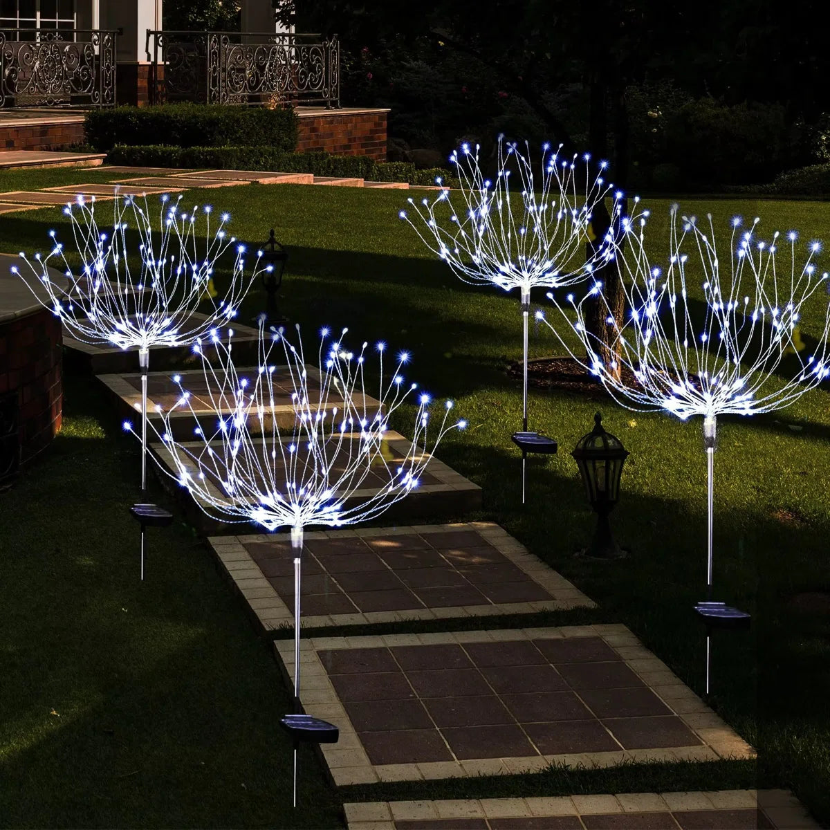 Solar Firework Garden Lights with 120LED, 8 Lighting Modes, Waterproof Outdoor Decor (Set of 6)