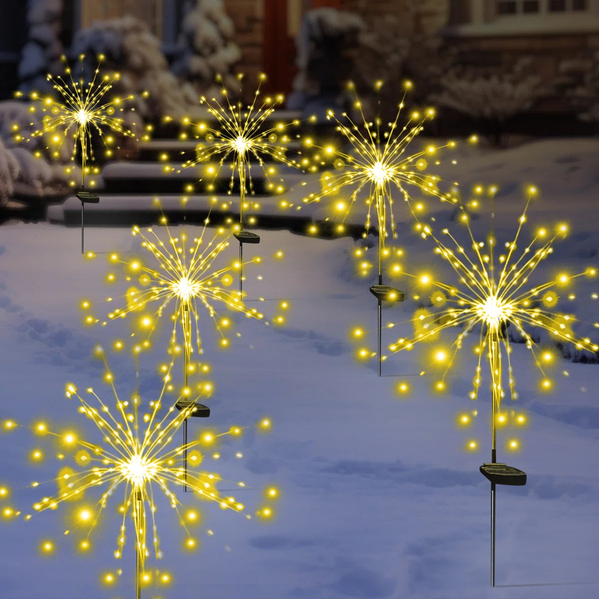 Solar Firework Garden Lights with 120LED, 8 Lighting Modes, Waterproof Outdoor Decor (Set of 6)