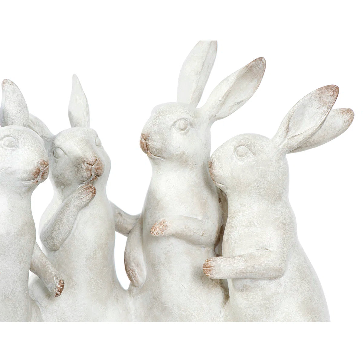 Whitewashed Polyresin Bunny Rabbit Figurine Set (4 Piece Decor)