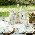 Whitewashed Polyresin Bunny Rabbit Figurine Set (4 Piece Decor)