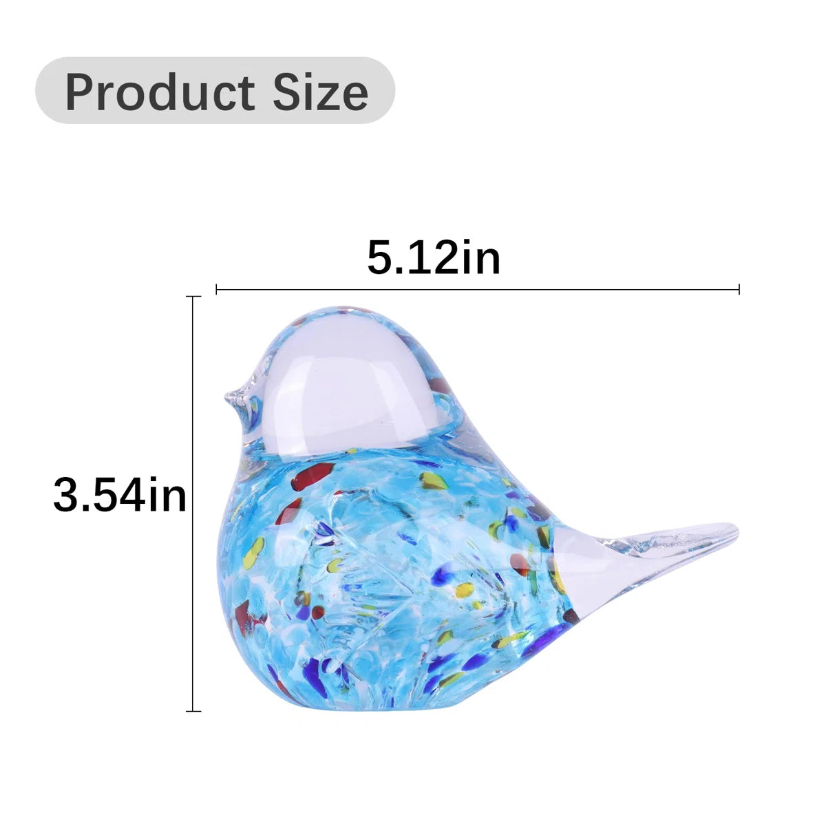 Hand Blown Glass Bird Sculpture Home Table Decor Ornament
