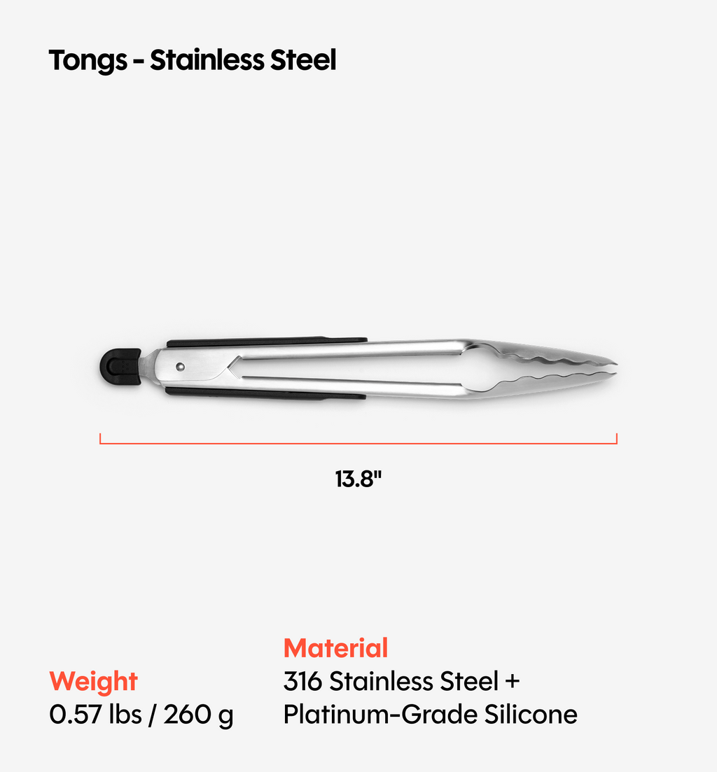 Stainless Steel Tongs - Black