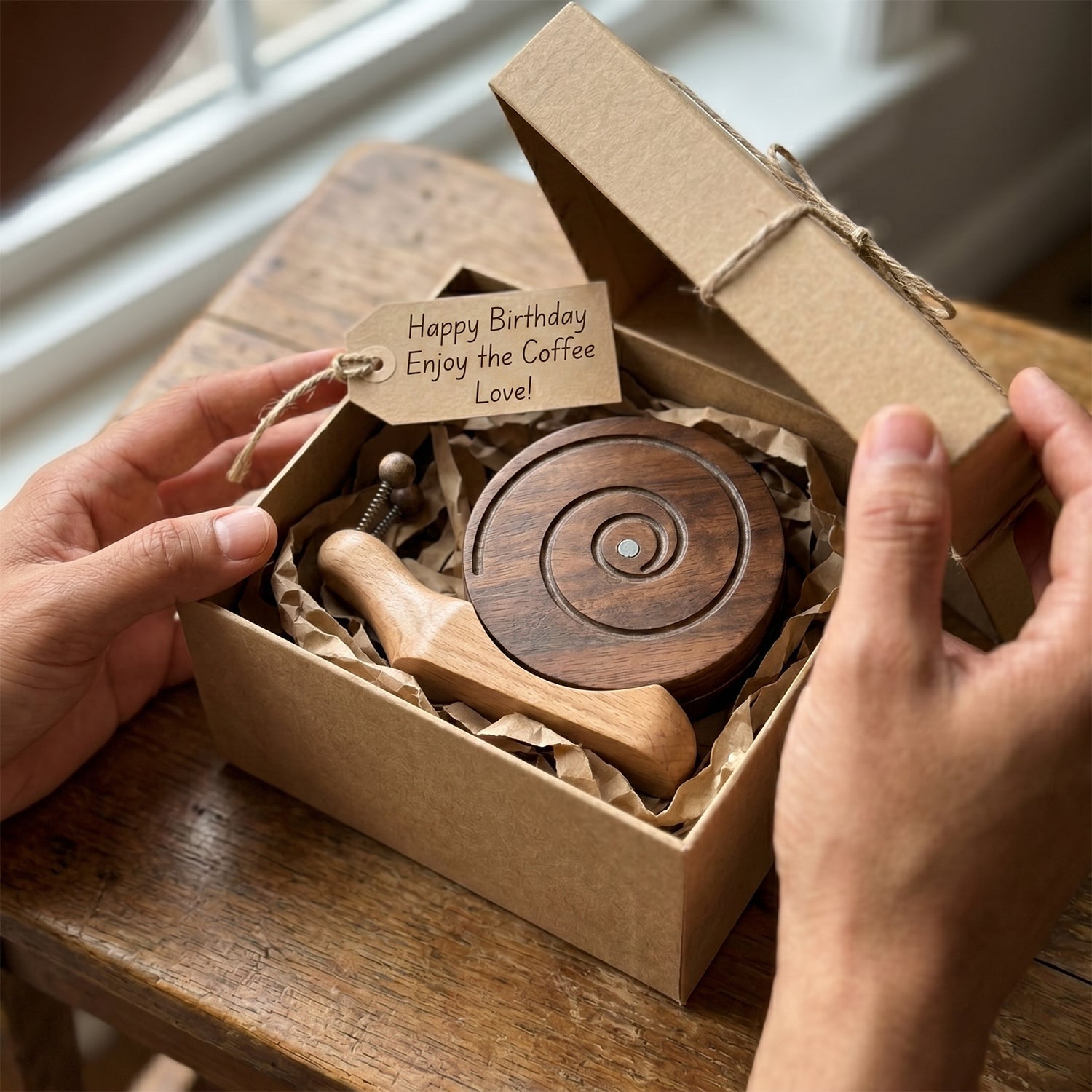 Wooden Snail Drink Coasters Set of 6 with Magnetic Holder
