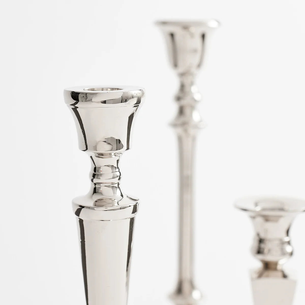 Silver Metal Taper Candle Holder