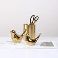 Set of 2 Gold Bird Figurines Modern Home Decor Decorative Statues
