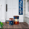 Set Of 2 Metal Patriotic Bucket 4th of July Yard Art