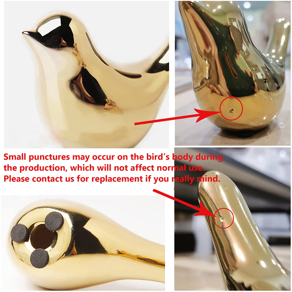 Set of 2 Gold Bird Figurines Modern Home Decor Decorative Statues