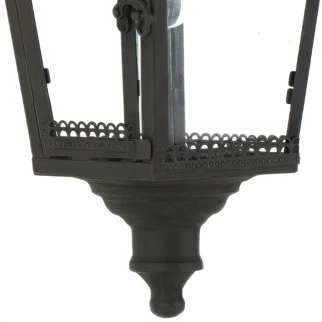 Vintage Style Black Metal & Glass Battery Operated Hanging Lantern