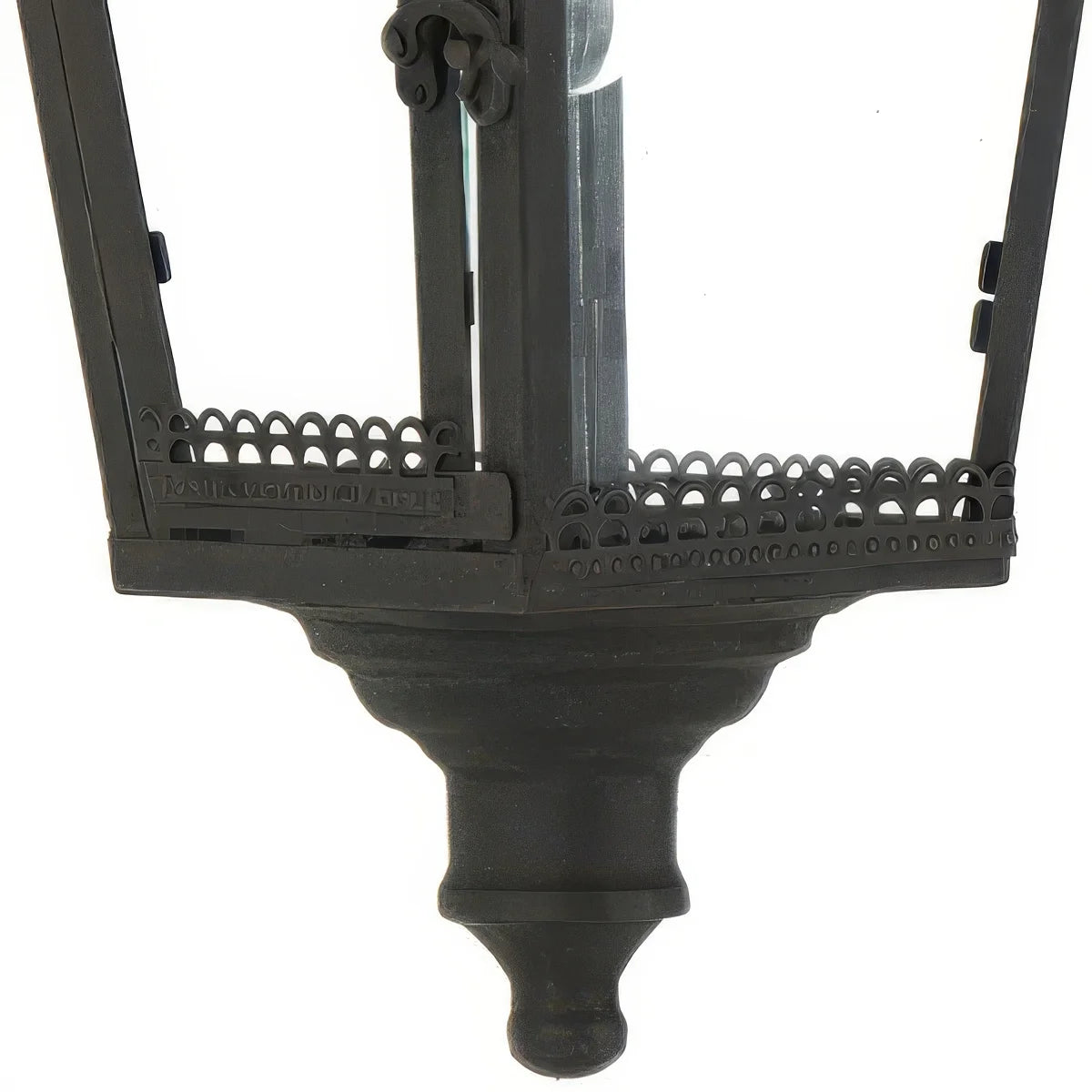 Vintage Style Black Metal & Glass Battery Operated Hanging Lantern
