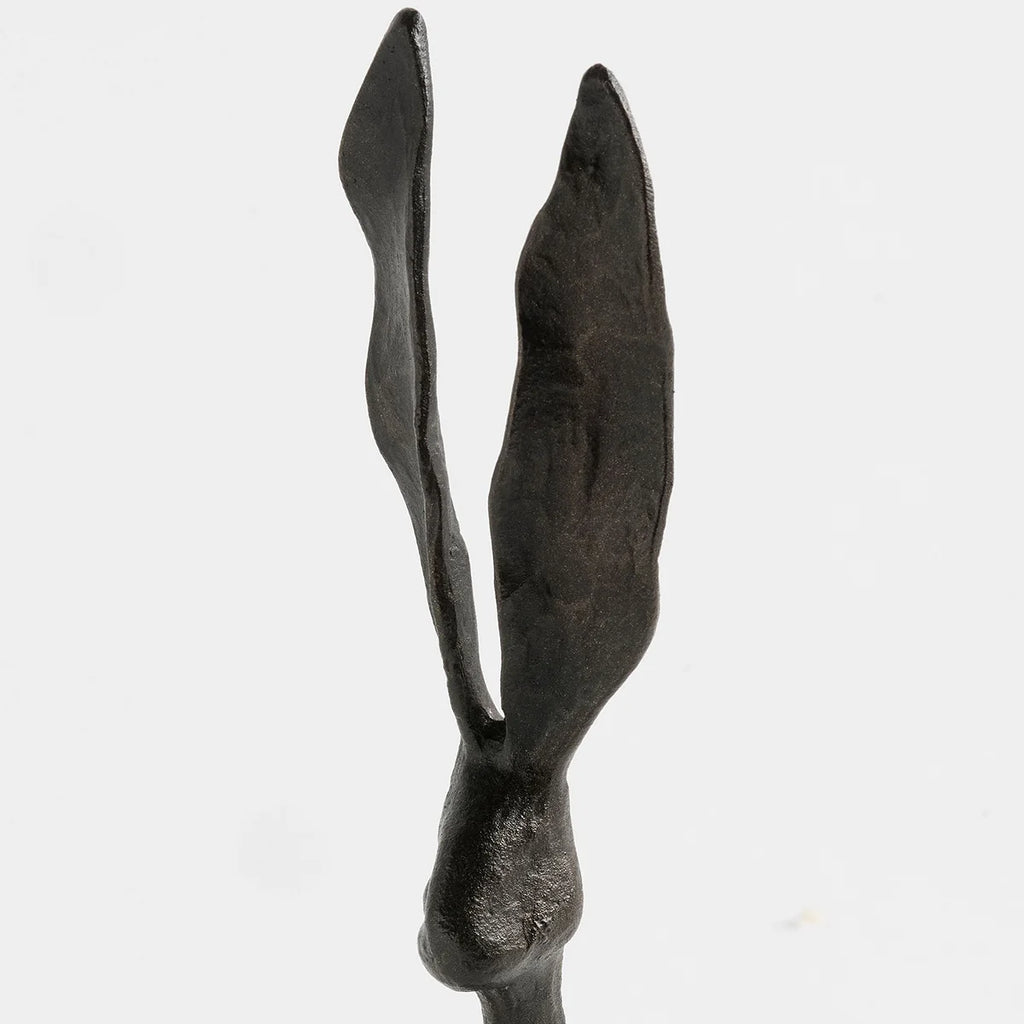 Long-Eared Black Bunny Sculpture