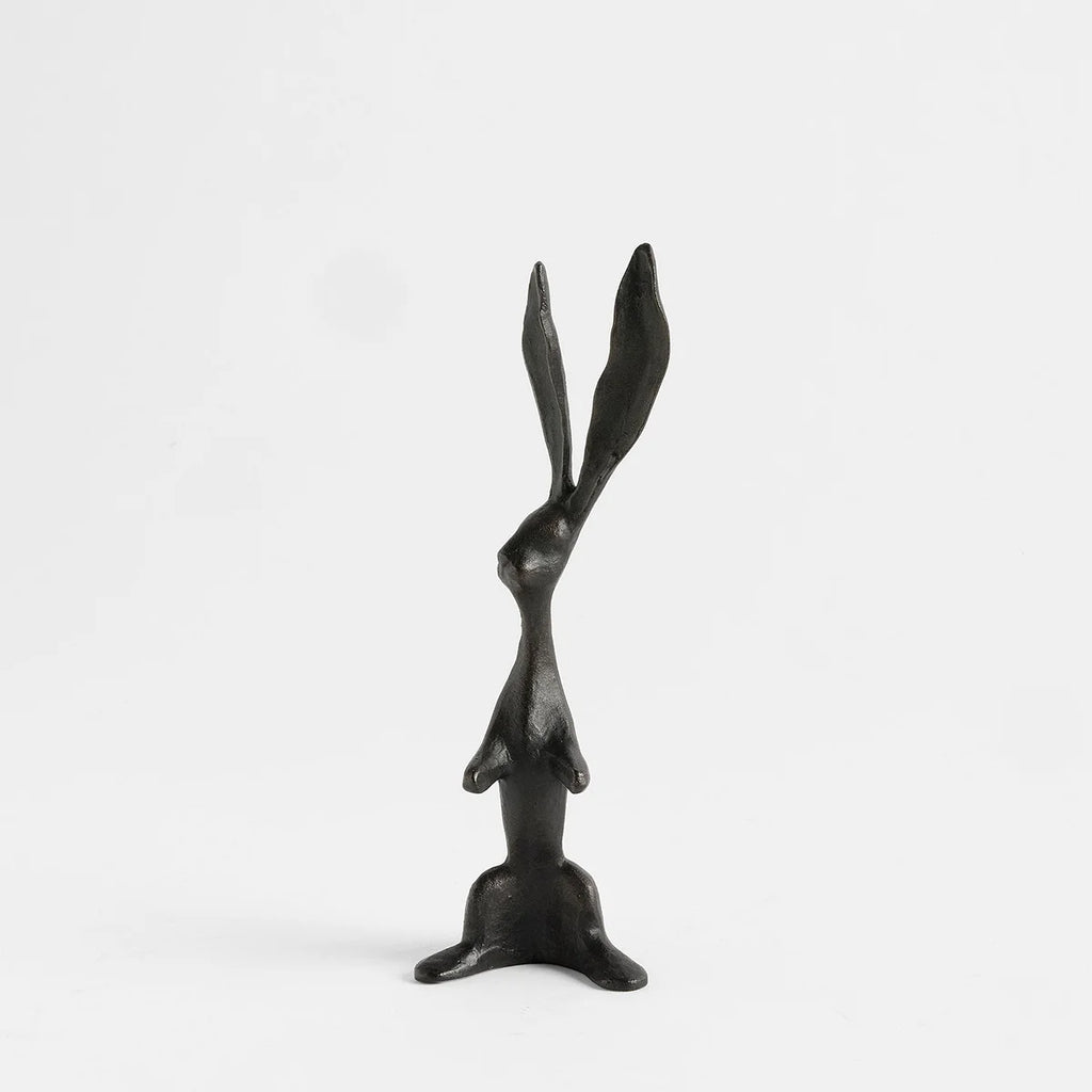 Long-Eared Black Bunny Sculpture