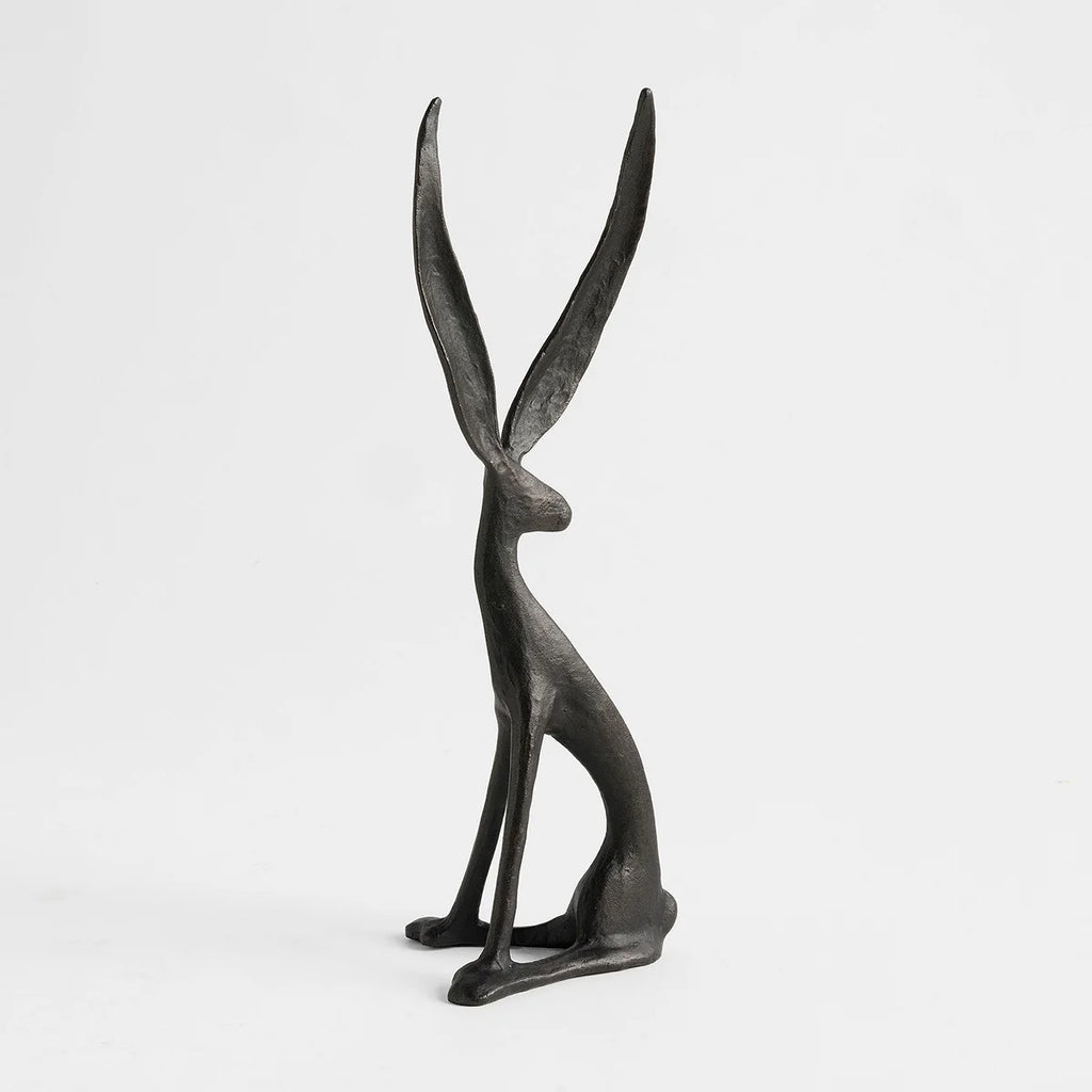 Long-Eared Black Bunny Sculpture