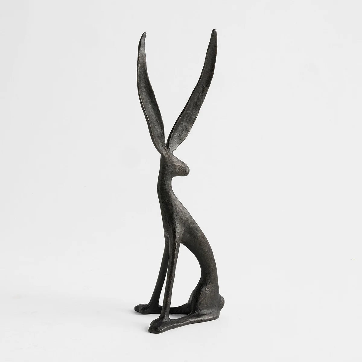 Long-Eared Black Bunny Sculpture